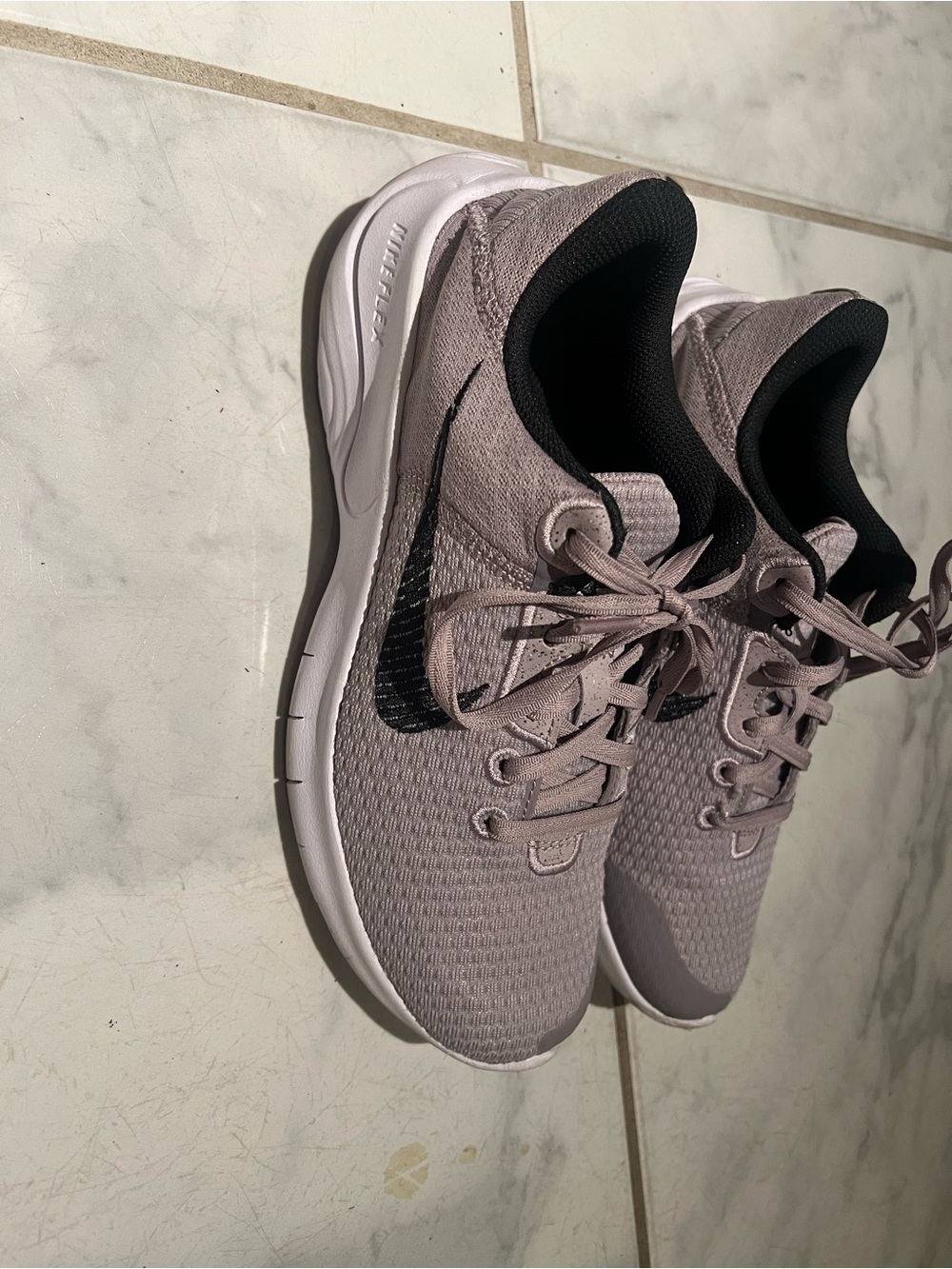 Nike Women’s Running Sneakers in Light Taupe with Black Swoosh